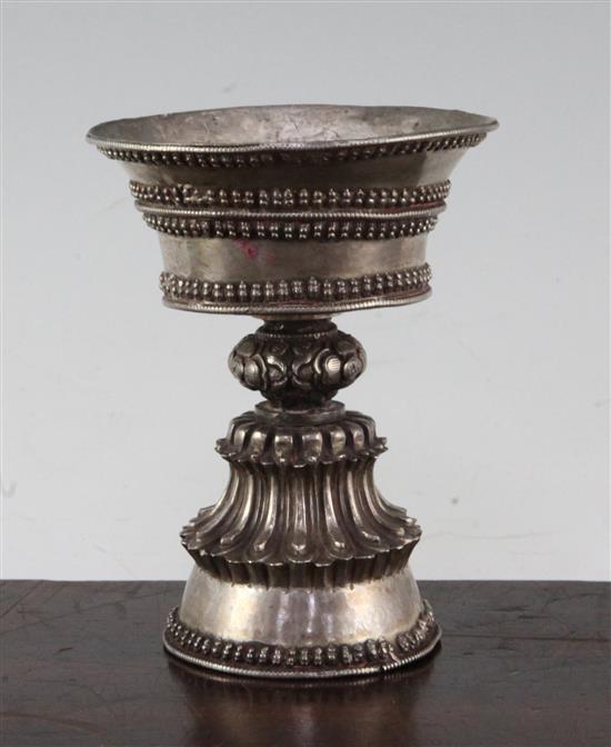 A Tibetan silver yak butter lamp, 19th century, 11.5cm